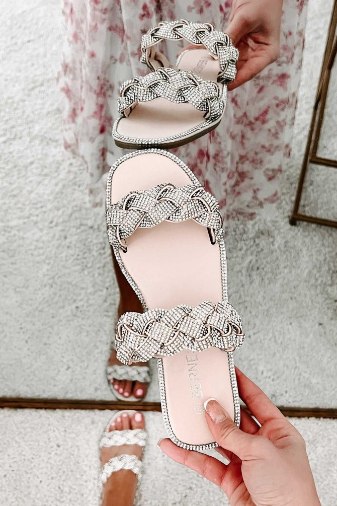 Finding Fame Rhinestone Sandals (Beige) · NanaMacs
