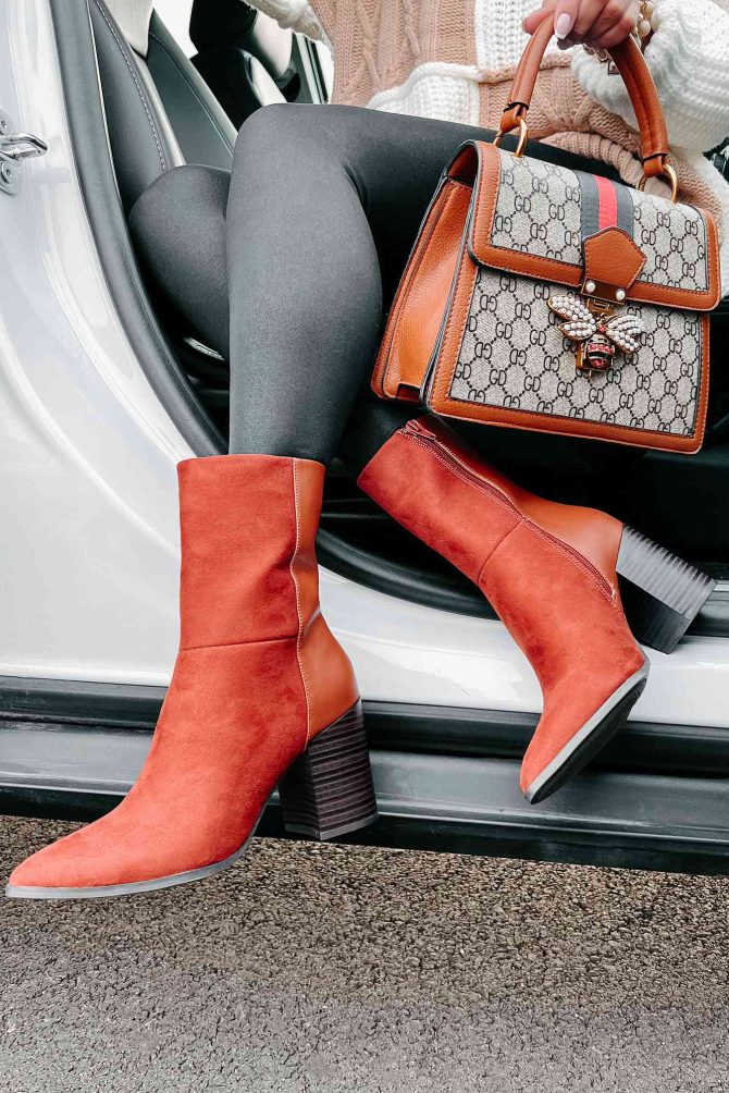 You Gotta Earn It Faux Suede Booties (Dark Terra Cotta) · NanaMacs