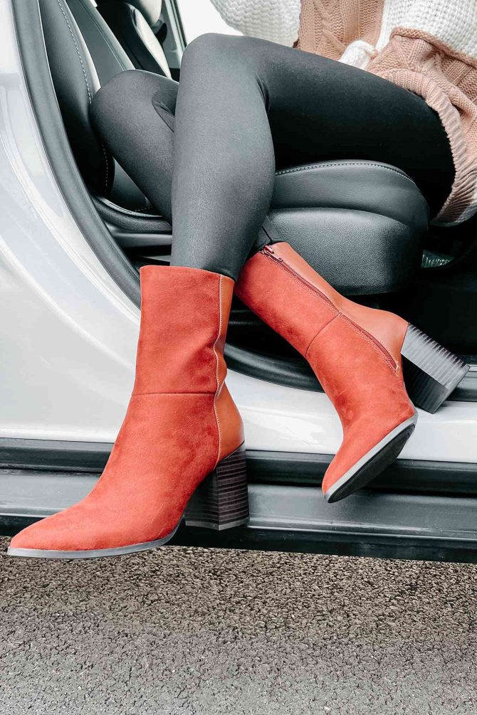 You Gotta Earn It Faux Suede Booties (Dark Terra Cotta) · NanaMacs - Image 4