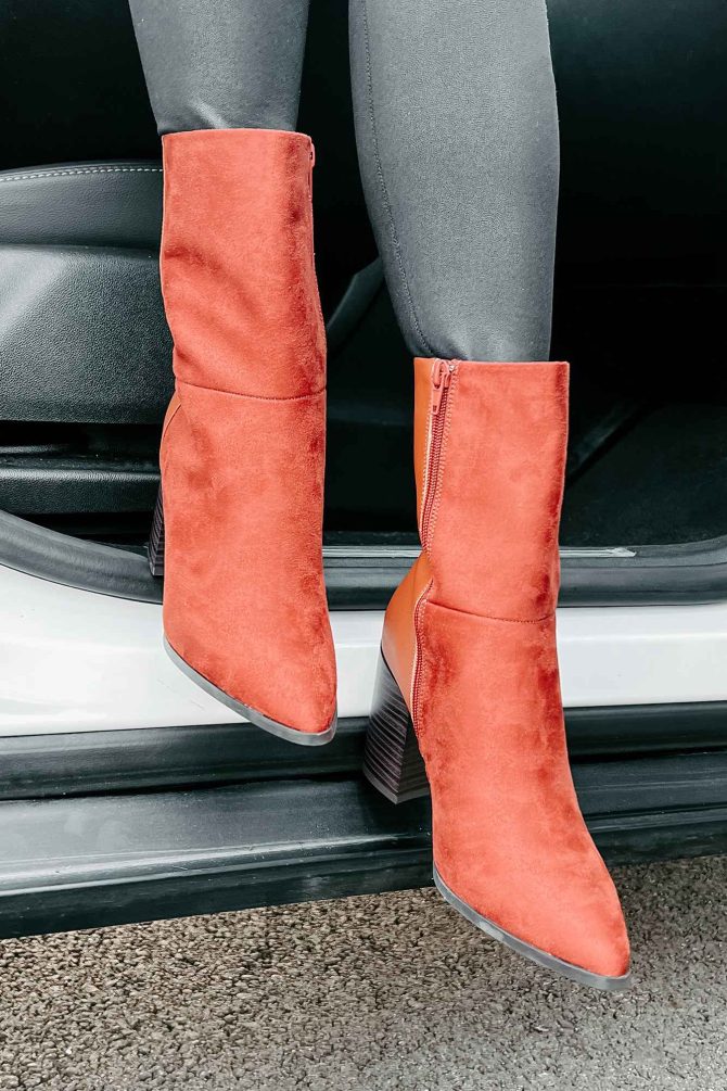 You Gotta Earn It Faux Suede Booties (Dark Terra Cotta) · NanaMacs - Image 2
