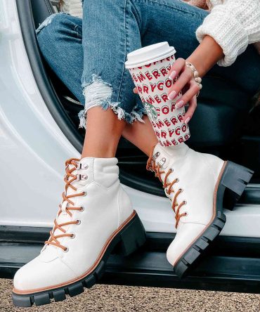 Ready To Explore Chunky Lace-Up Boots (Off White) · NanaMacs