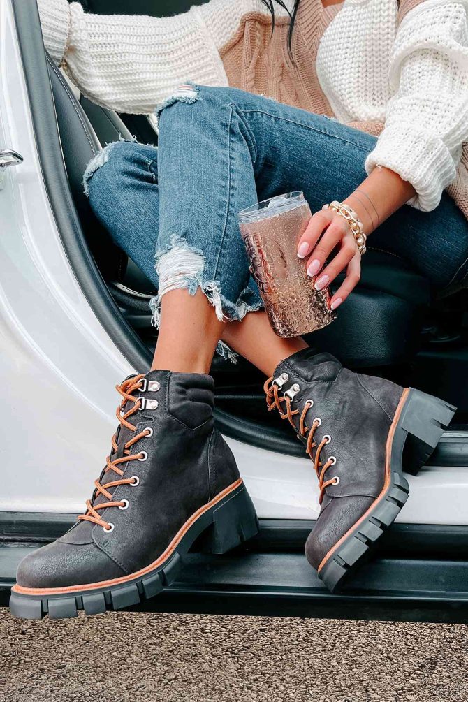 Ready To Explore Chunky Lace-Up Boots (Black) · NanaMacs - Image 4