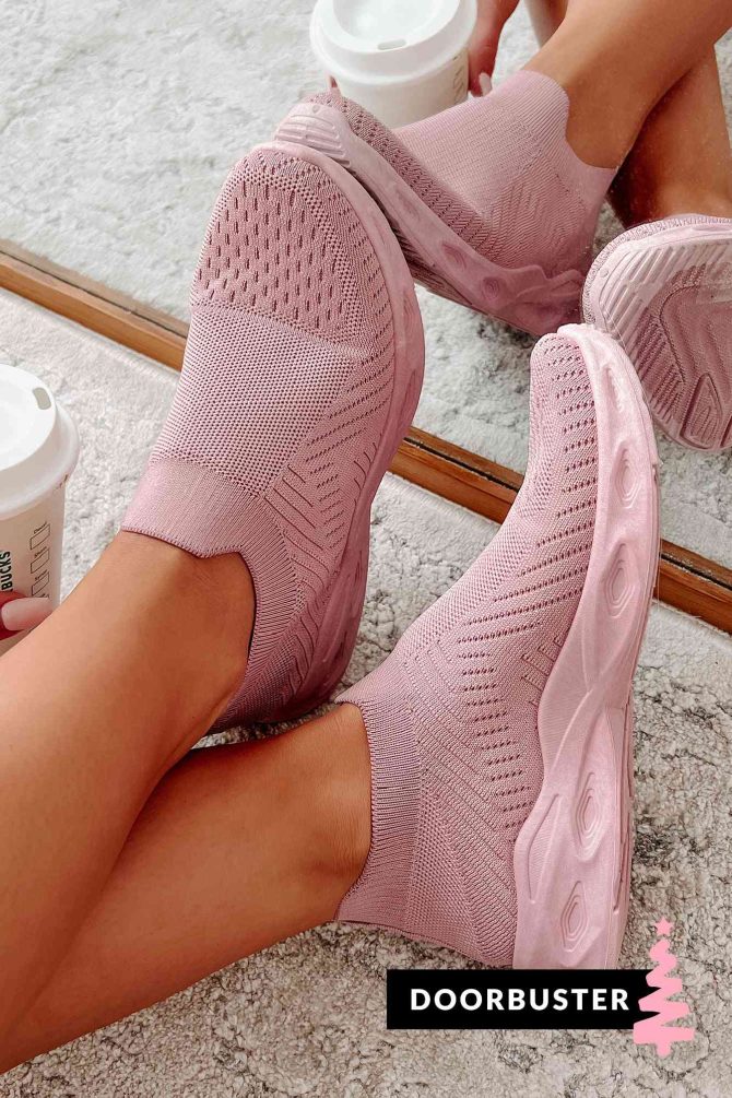 Doorbuster Walking Away Knit Sneakers (Mauve) · NanaMacs