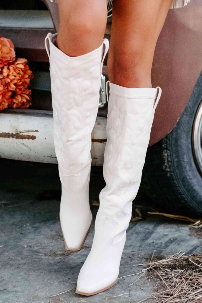 Charley Faux Leather Billini Cowboy Boots (Ivory) · NanaMacs - Image 4