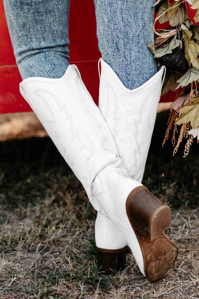Kicking Up Some Dirt Chinese Laundry Western Boot (White) · NanaMacs - Image 3