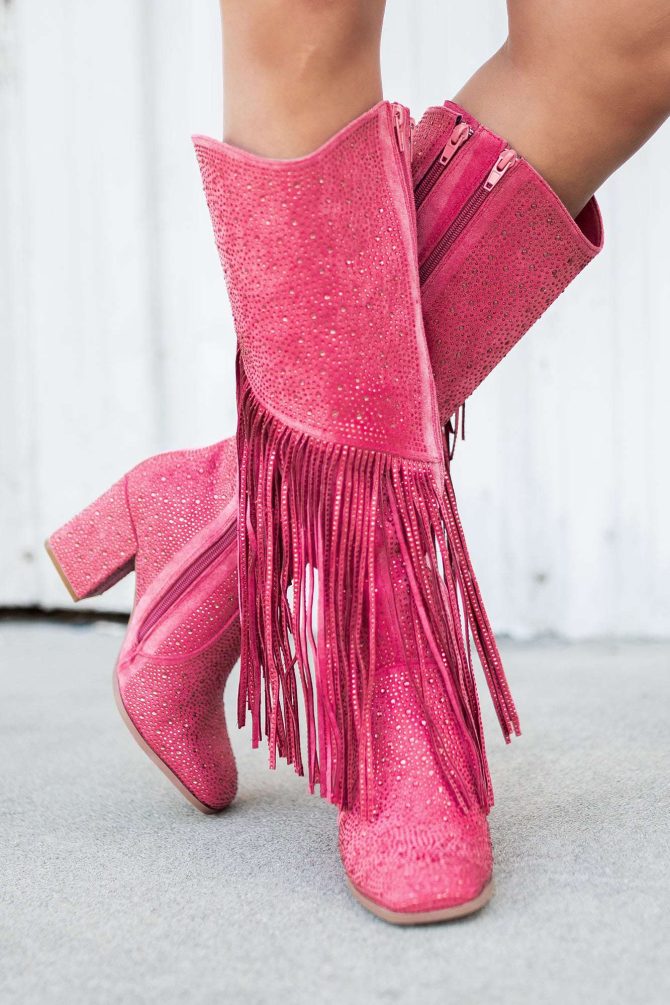 Another Chance To Sparkle Rhinestone Fringe Boots (Fuchsia) · NanaMacs - Image 4