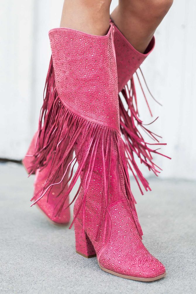 Another Chance To Sparkle Rhinestone Fringe Boots (Fuchsia) · NanaMacs - Image 2