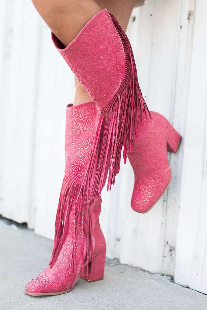 Another Chance To Sparkle Rhinestone Fringe Boots (Fuchsia) · NanaMacs - Image 3