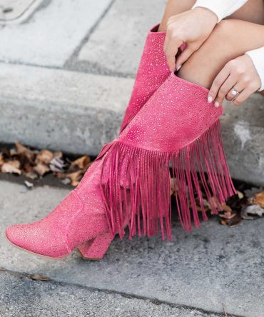 Another Chance To Sparkle Rhinestone Fringe Boots (Fuchsia) · NanaMacs