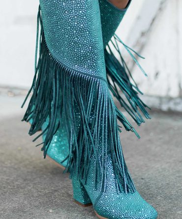 Another Chance To Sparkle Rhinestone Fringe Boots (Blue) · NanaMacs