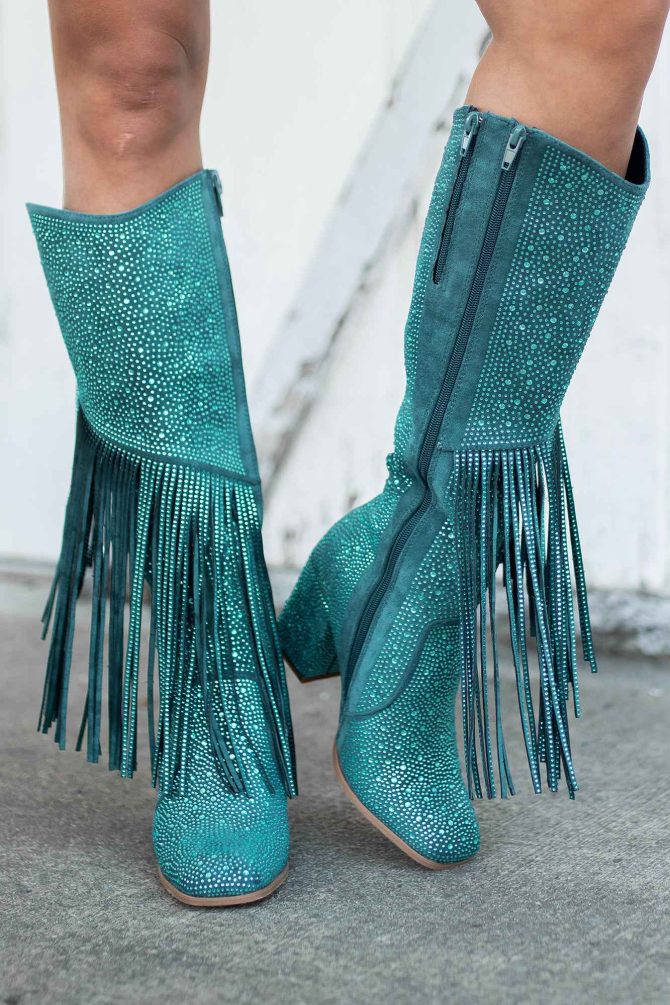Another Chance To Sparkle Rhinestone Fringe Boots (Blue) · NanaMacs - Image 3