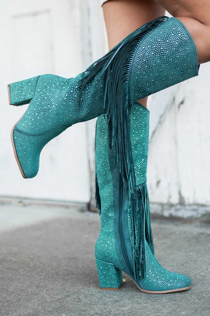 Another Chance To Sparkle Rhinestone Fringe Boots (Blue) · NanaMacs - Image 2