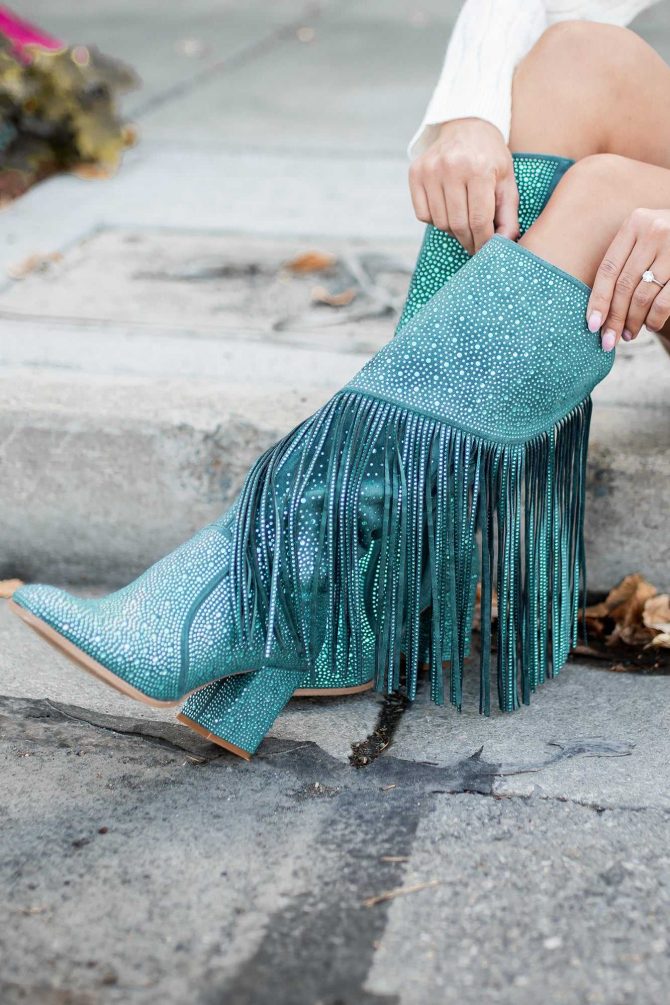 Another Chance To Sparkle Rhinestone Fringe Boots (Blue) · NanaMacs - Image 4