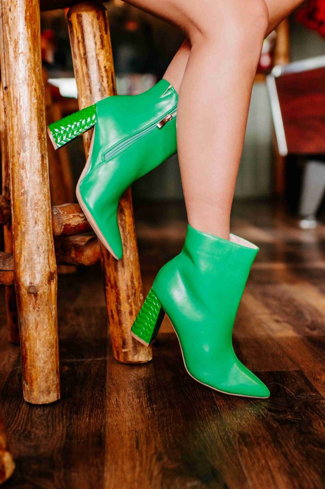 Kiss Me I'm Stylish Chevron Heeled Booties (Green) · NanaMacs - Image 3