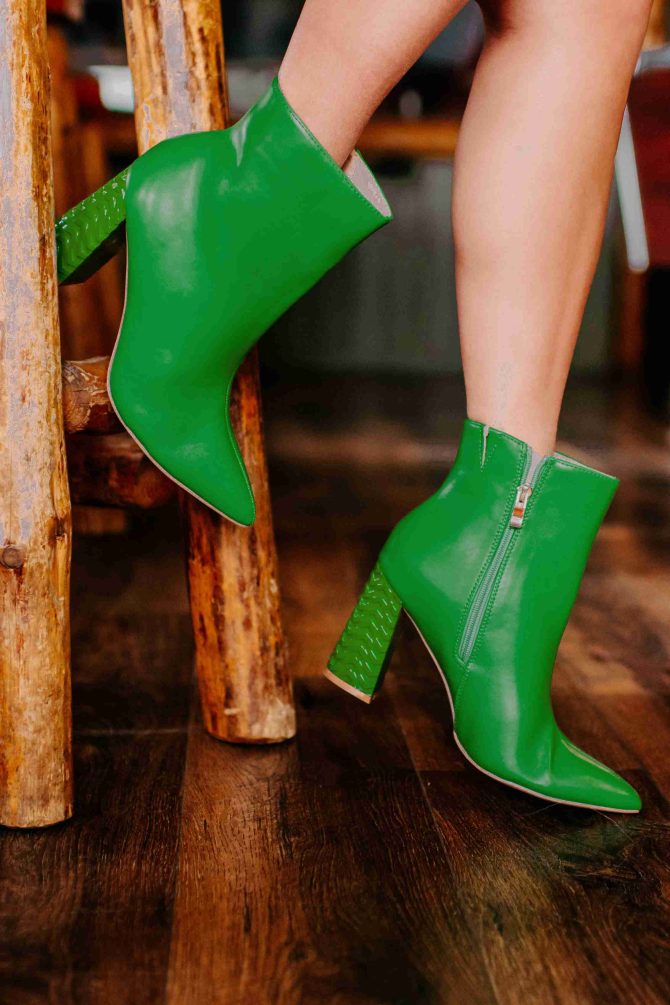 Kiss Me I'm Stylish Chevron Heeled Booties (Green) · NanaMacs - Image 2