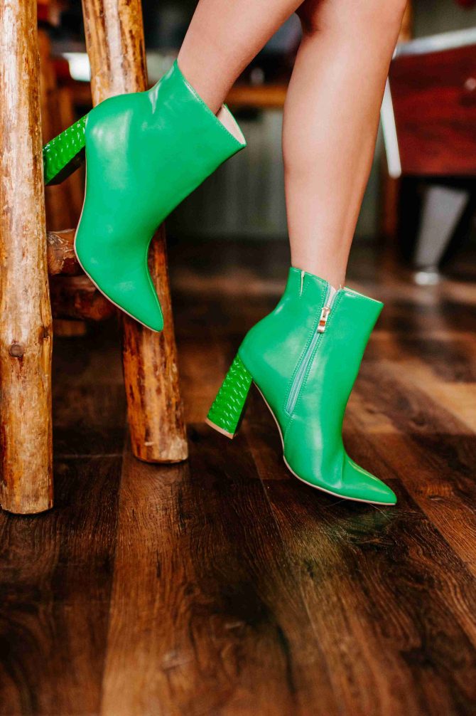 Kiss Me I'm Stylish Chevron Heeled Booties (Green) · NanaMacs - Image 4