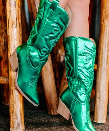 Staying Vibrant Metallic Cowboy Boots (Green) · NanaMacs