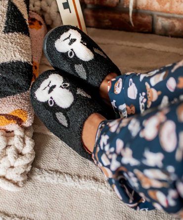 My Furry Companions Frenchie Slippers (Black) · NanaMacs