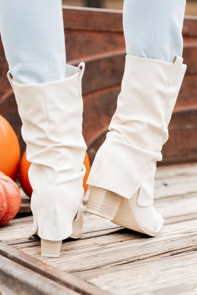 Kinda Bad, Kinda Boujee Faux Suede Slouchy Mid-Calf Boots (Bone) · NanaMacs - Image 4