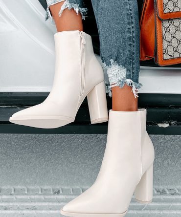 Obsession Game Pointed Toe Bootie (Off White) · NanaMacs