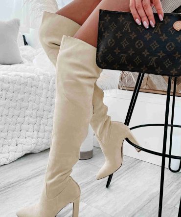 Aaliyah Faux Suede Over The Knee Billini Boots (Cream Suede) · NanaMacs