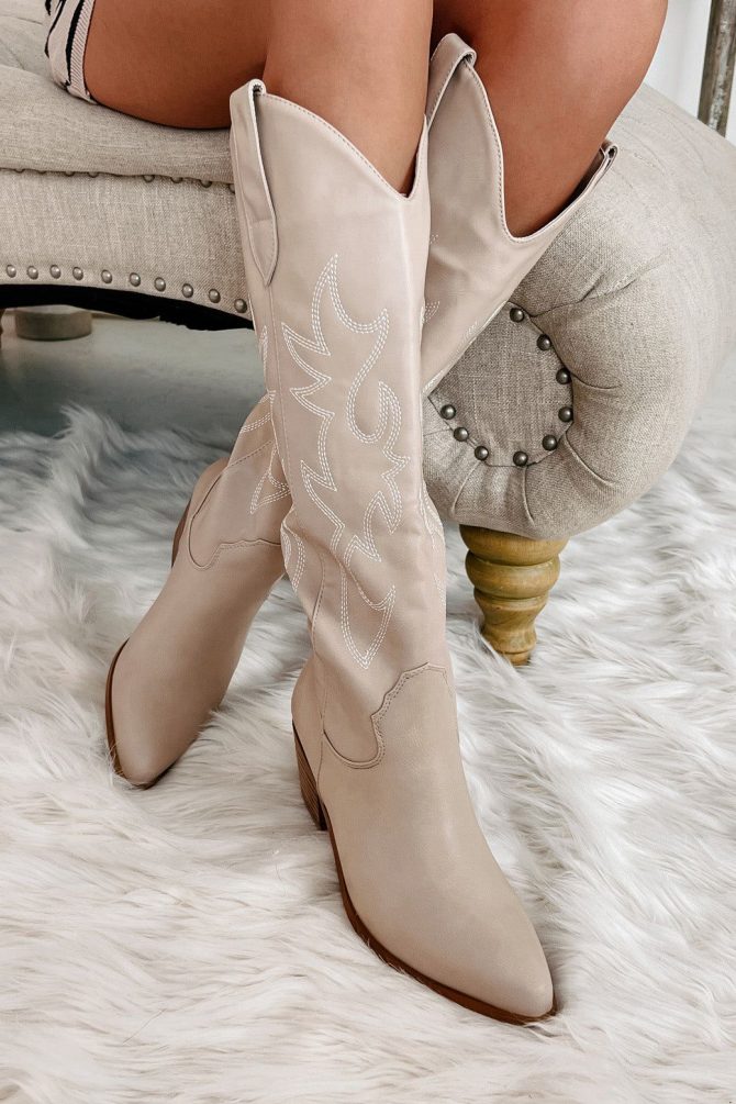 Giddy Up Faux Leather Billini Cowboy Boots (Light Taupe) · NanaMacs - Image 3