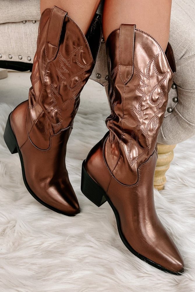 Pretty Penny Metallic Cowgirl Boots (Bronze) · NanaMacs - Image 2