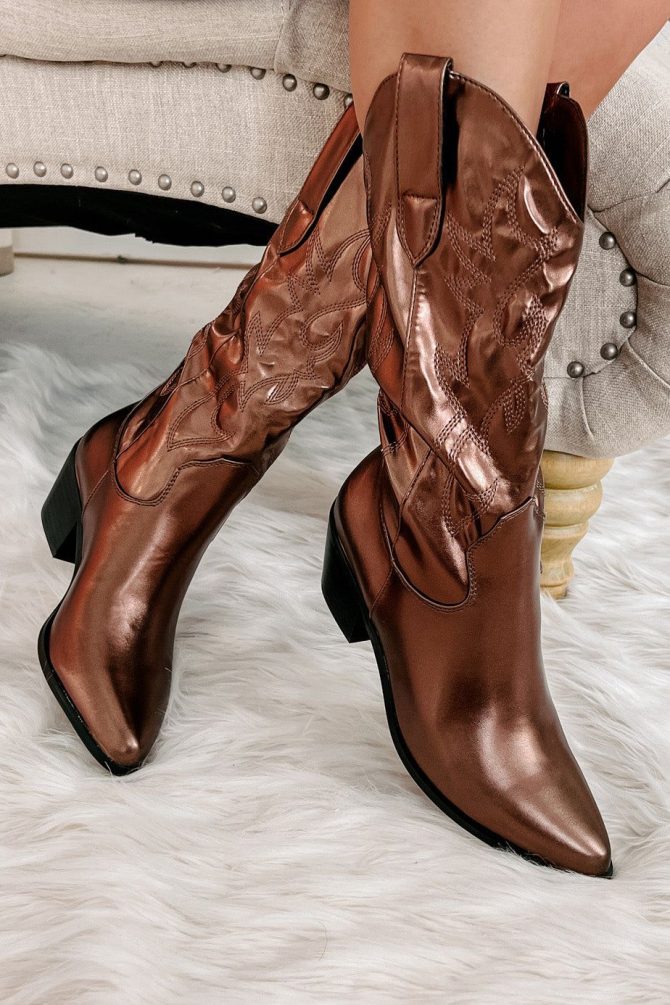 Pretty Penny Metallic Cowgirl Boots (Bronze) · NanaMacs - Image 3