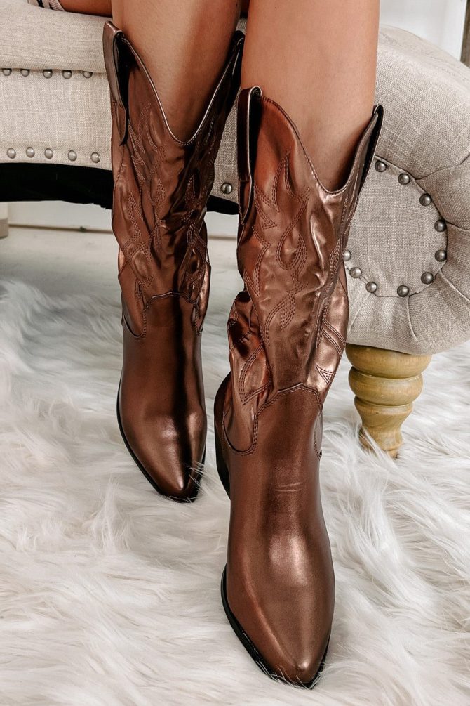 Pretty Penny Metallic Cowgirl Boots (Bronze) · NanaMacs - Image 4