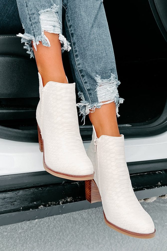 Quite The Charmer Snake Textured Booties (Ivory) · NanaMacs - Image 2