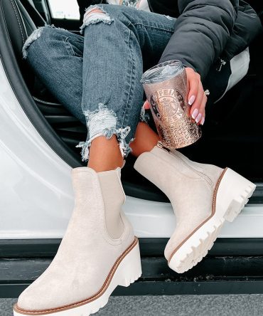 Easily Empowered Faux Suede Booties (Beige) · NanaMacs