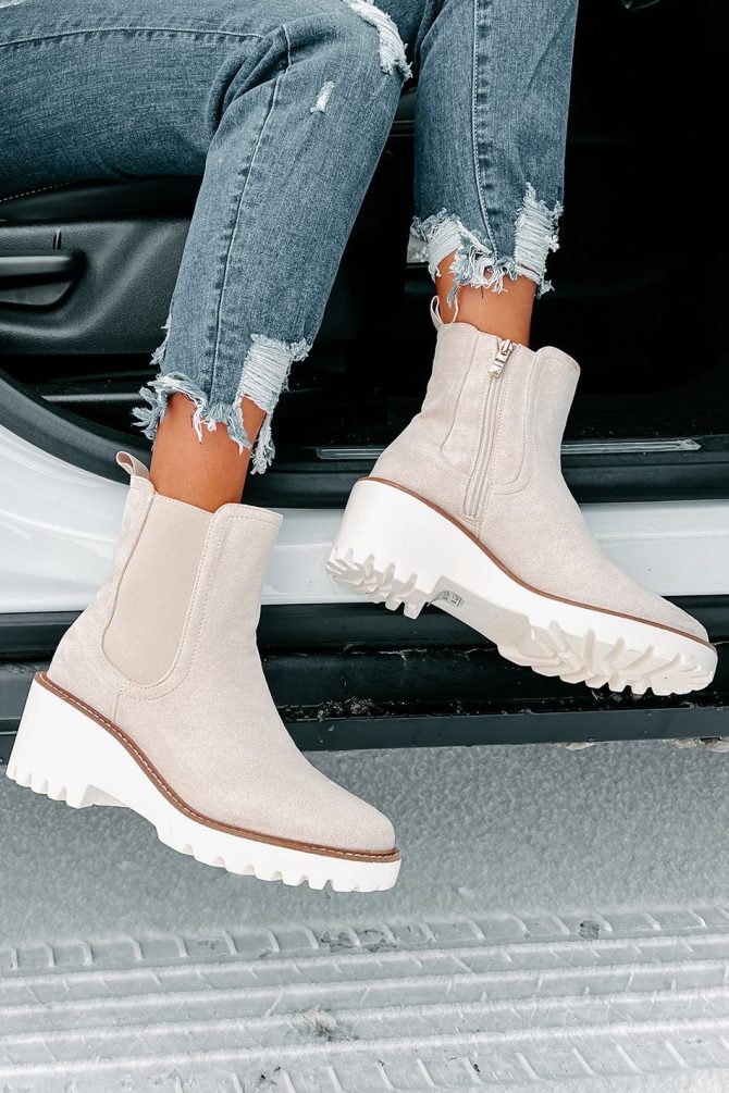 Easily Empowered Faux Suede Booties (Beige) · NanaMacs - Image 2