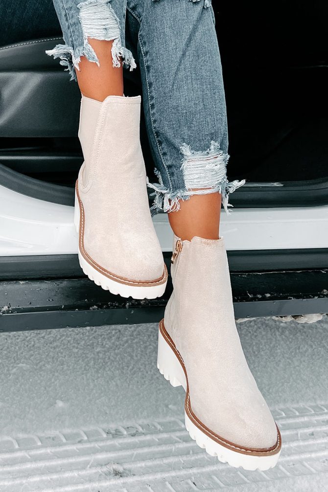 Easily Empowered Faux Suede Booties (Beige) · NanaMacs - Image 4