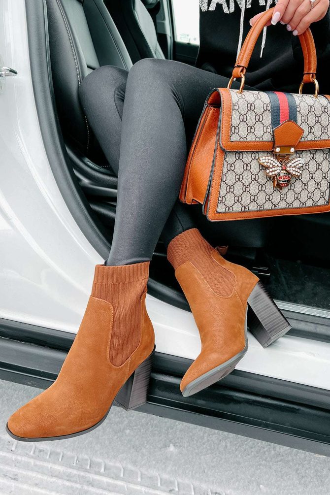 Ramp It Up Ankle Knit Booties (Dark Camel) · NanaMacs
