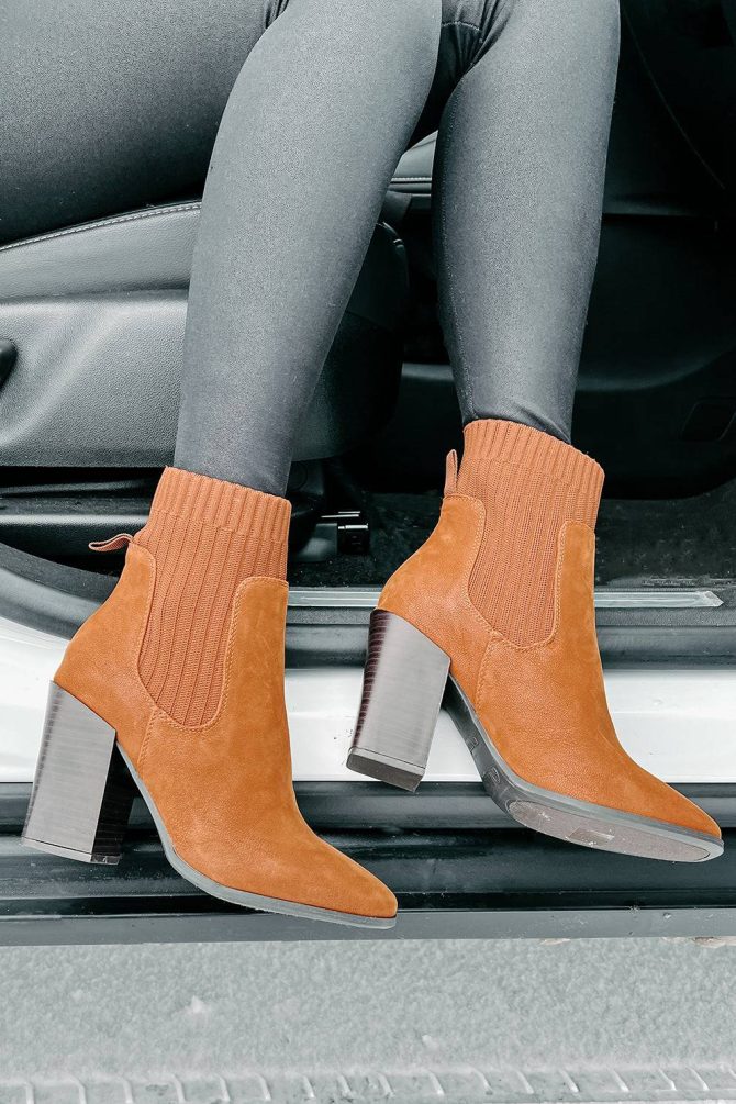 Ramp It Up Ankle Knit Booties (Dark Camel) · NanaMacs - Image 2