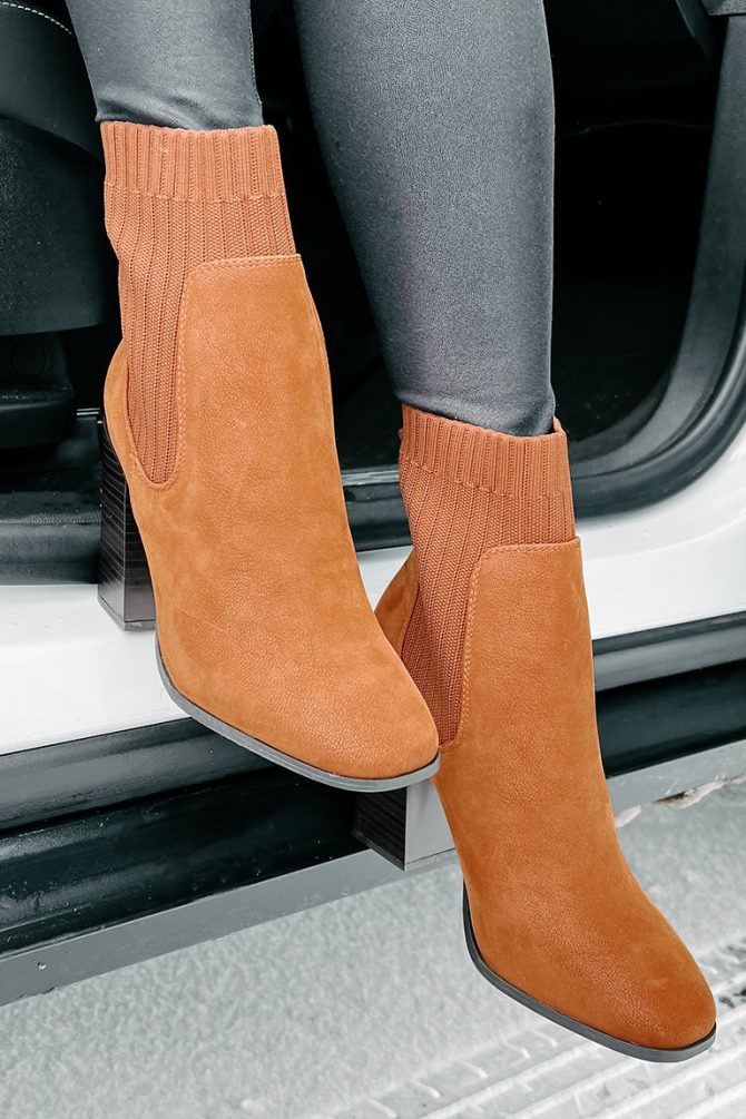 Ramp It Up Ankle Knit Booties (Dark Camel) · NanaMacs - Image 3