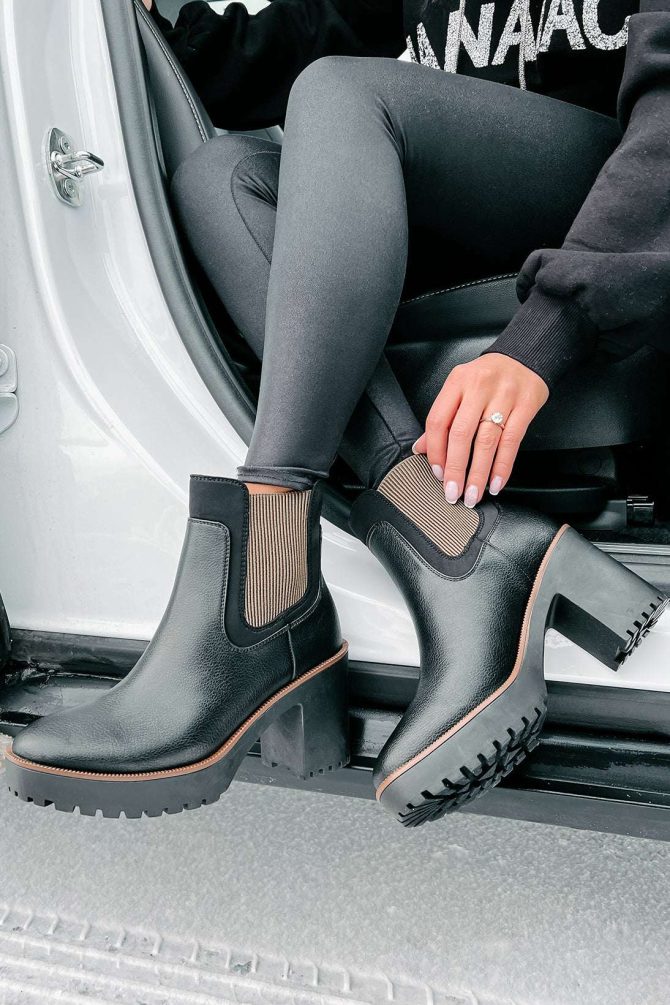 Zafrina Chunky Faux Leather Platform Bootie (Black) · NanaMacs - Image 4