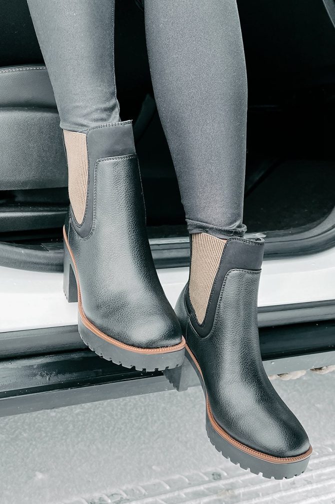 Zafrina Chunky Faux Leather Platform Bootie (Black) · NanaMacs - Image 2