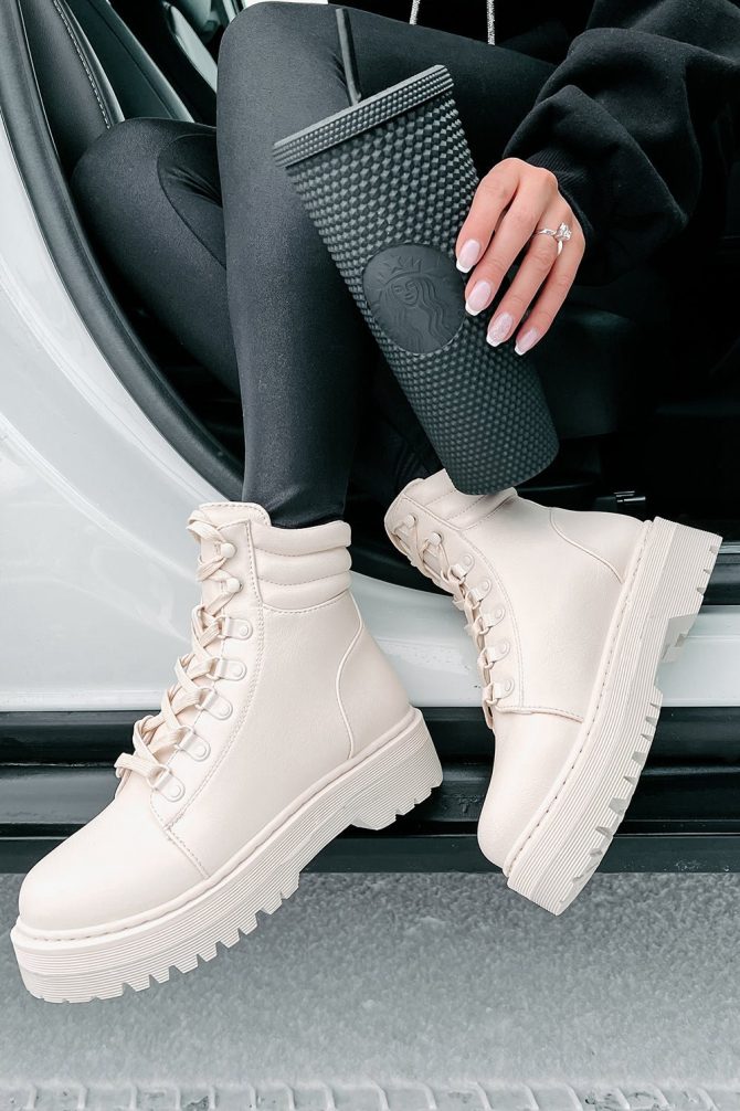 Find Me In The Mountains Lace-Up Booties (Stone) · NanaMacs