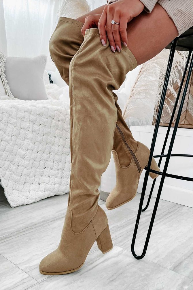 Whirlwind Of Trouble Slouchy Knee High Boots (Taupe Suede) · NanaMacs