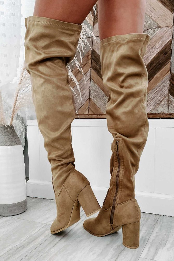 Whirlwind Of Trouble Slouchy Knee High Boots (Taupe Suede) · NanaMacs - Image 3