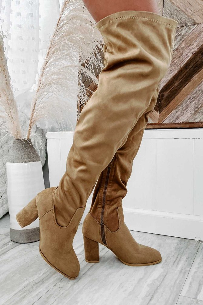 Whirlwind Of Trouble Slouchy Knee High Boots (Taupe Suede) · NanaMacs - Image 4