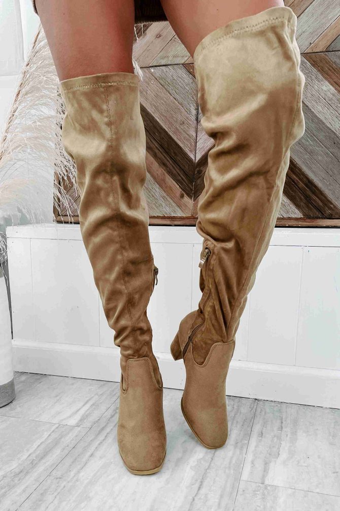 Whirlwind Of Trouble Slouchy Knee High Boots (Taupe Suede) · NanaMacs - Image 2