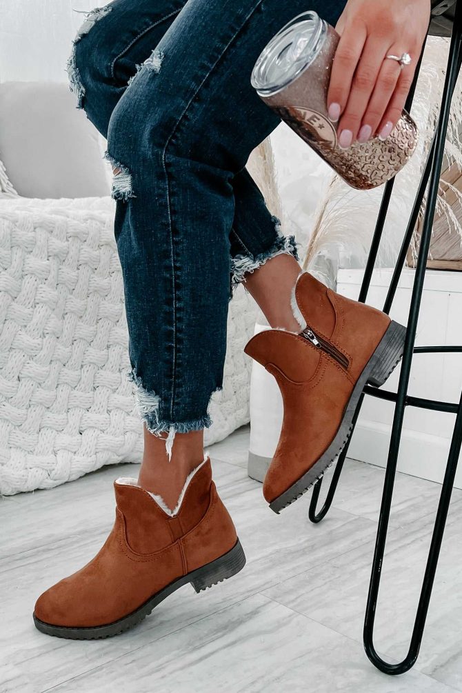 Faelyn Faux Suede Fur Lined Booties (Tan) · NanaMacs - Image 3