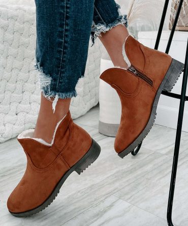 Faelyn Faux Suede Fur Lined Booties (Tan) · NanaMacs