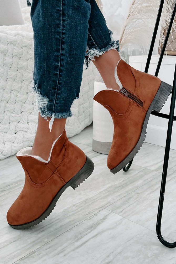 Faelyn Faux Suede Fur Lined Booties (Tan) · NanaMacs