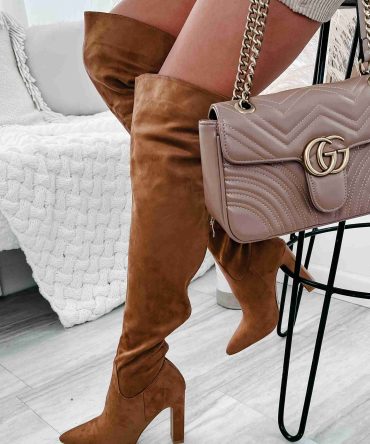 Aaliyah Faux Suede Over The Knee Billini Boots (Brown Suede) · NanaMacs