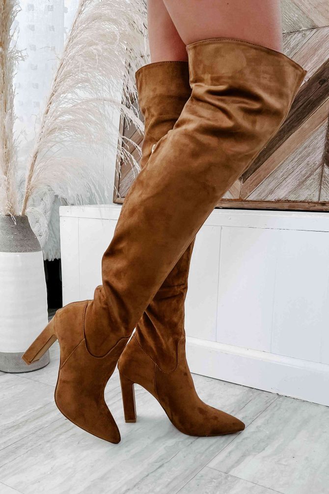 Aaliyah Faux Suede Over The Knee Billini Boots (Brown Suede) · NanaMacs - Image 4