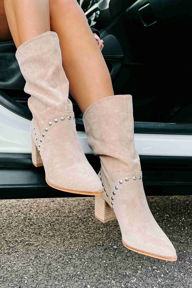Brigitta Faux Suede Slouchy Booties (Taupe) · NanaMacs - Image 4