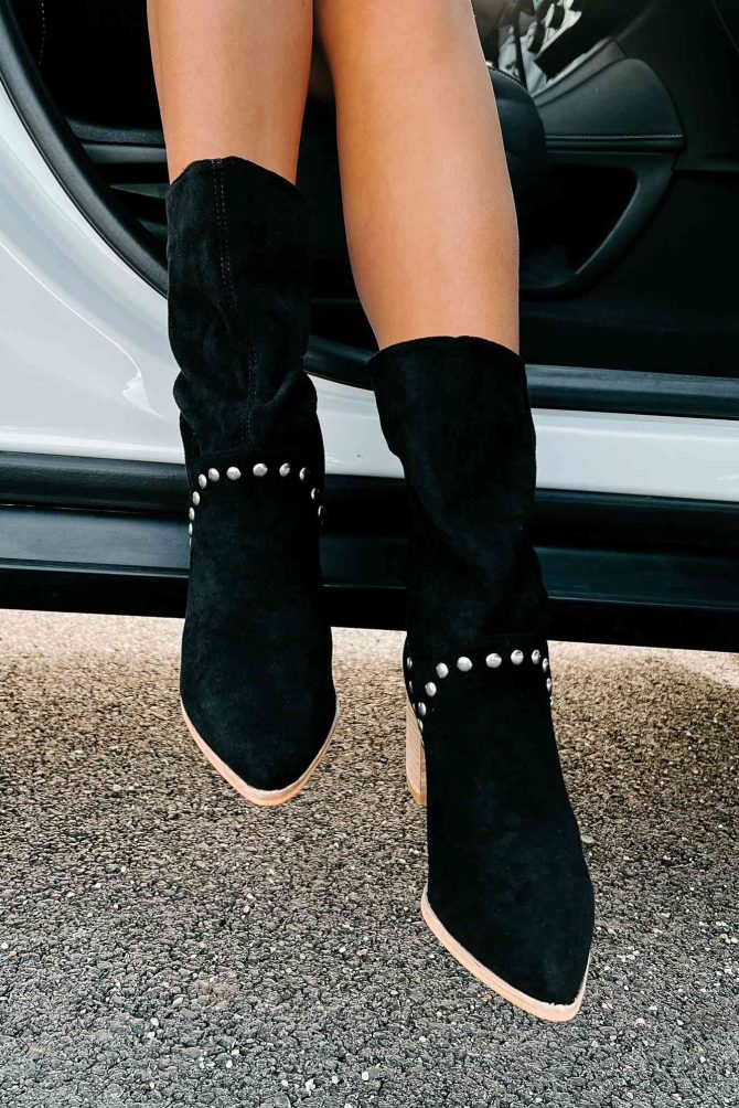Brigitta Faux Suede Slouchy Booties (Black) · NanaMacs - Image 3